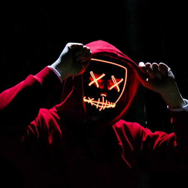 Masque LED Néon Lumineux Halloween – Rouge