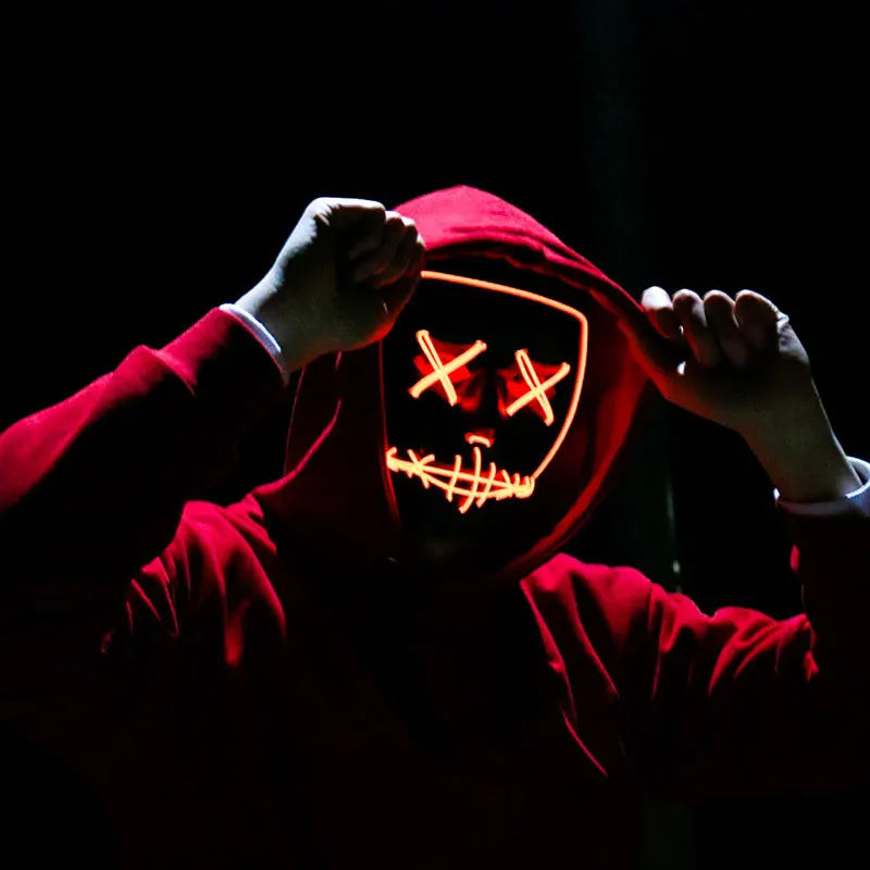Masque LED Néon Lumineux Halloween – Rouge