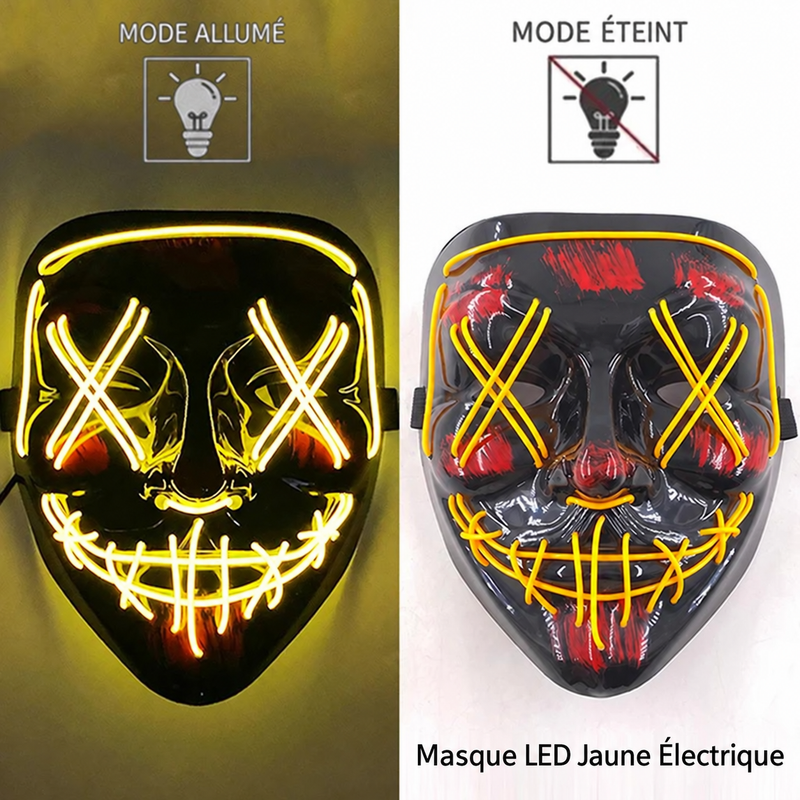 Masque LED Néon Lumineux Halloween – Jaune