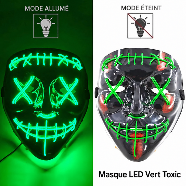 Masque LED Néon Lumineux Halloween Vert